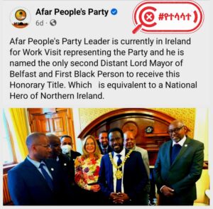 false information shared by Afar People's Party